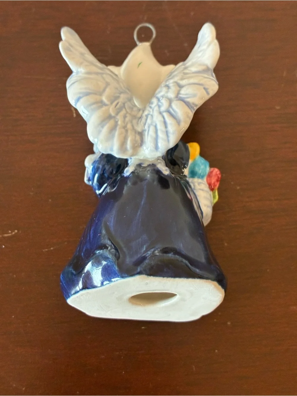 Vintage Delft Style Dutch Boy & Girl Angel Porcelain Christmas Ornaments Pair